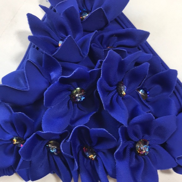 NWT Le Doux Royal blue Bikini, embellished, med. - Picture 2 of 7